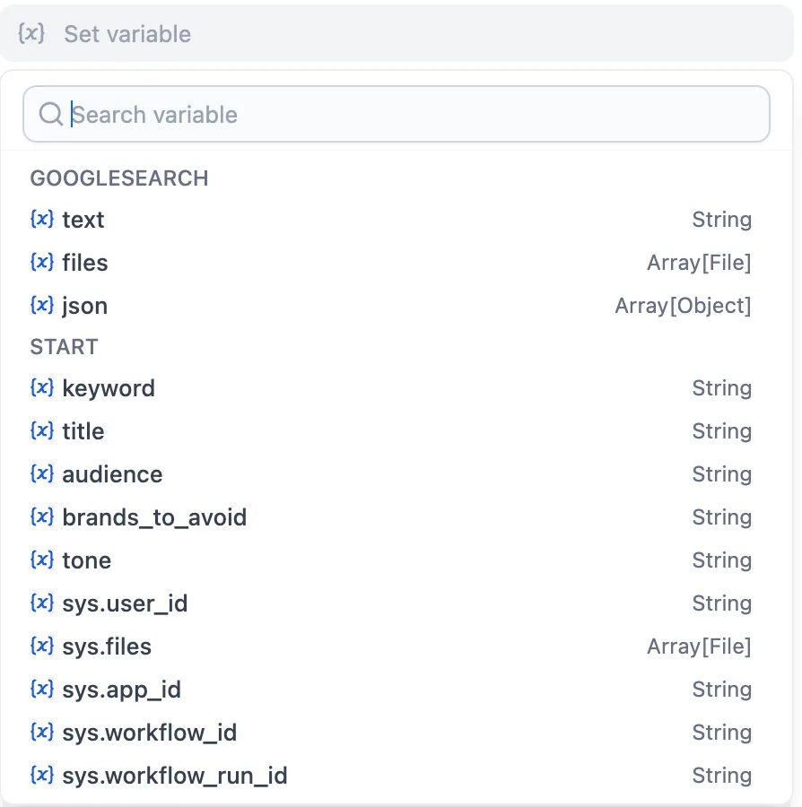 Variable Picker Dropdown